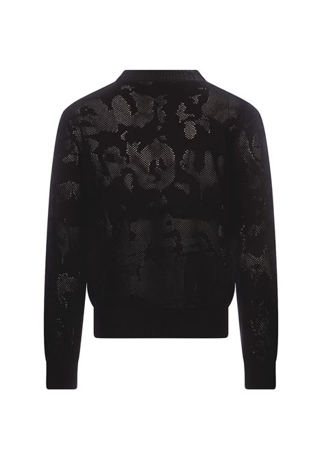 ALEXANDER MCQUEEN Maglione Traforato Nero Con Motivo McQueen Graffiti - ALEXANDER MCQUEEN