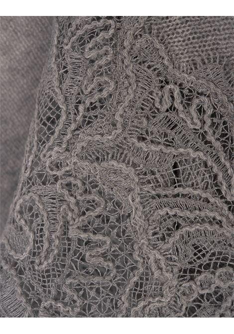ERMANNO SCERVINO Mantella In Cashmere Grigio Con Pizzo - ERMANNO SCERVINO