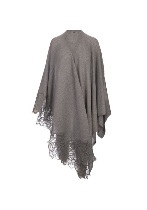ERMANNO SCERVINO Mantella In Cashmere Grigio Con Pizzo - ERMANNO SCERVINO