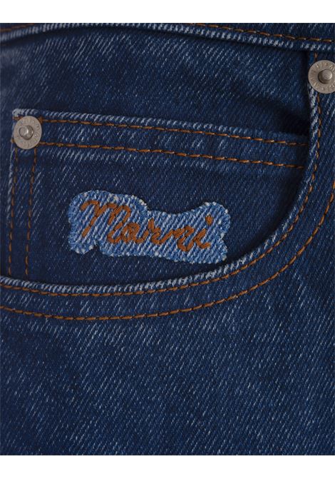 MARNI Jeans A Gamba Larga In Denim Blu - MARNI