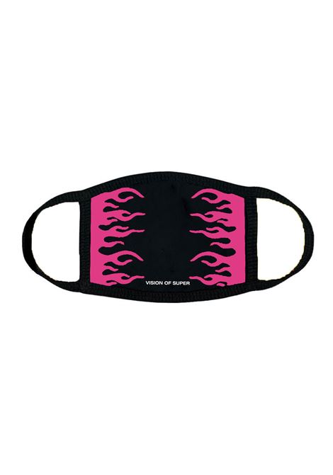VISION OF SUPER Mascherina Flames Nera e Fucsia - VISION OF SUPER
