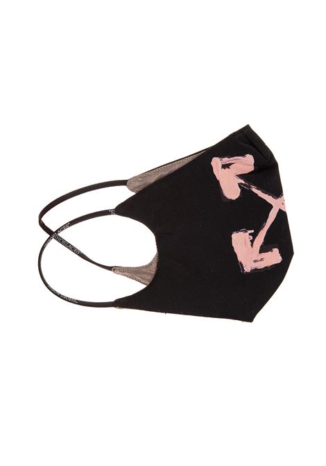 OFF-WHITE Mascherina Nera Con Frecce Pennellate Rosa Donna - OFF-WHITE