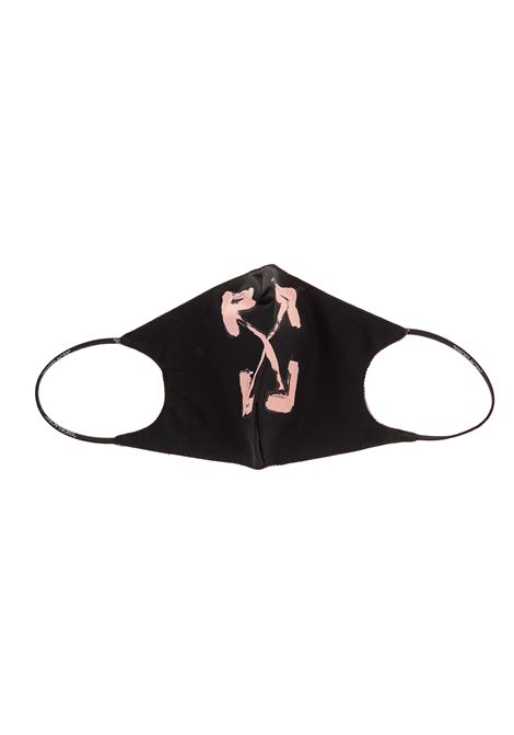 OFF-WHITE Mascherina Nera Con Frecce Pennellate Rosa Donna - OFF-WHITE