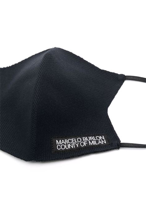 MARCELO BURLON Mascherina Nera Con Logo Bianco Uomo - MARCELO BURLON