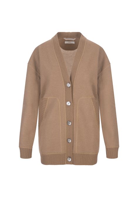 FEDELI Maxi Cardigan Con Bottoni In Cashmere Cammello - FEDELI
