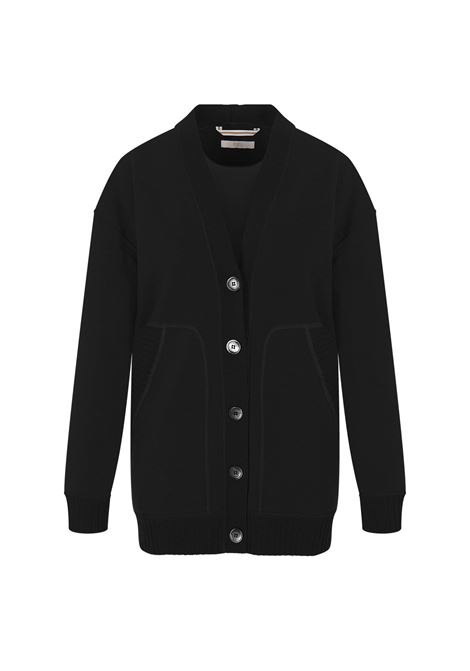 FEDELI Maxi Cardigan Con Bottoni In Cashmere Nero - FEDELI