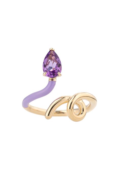BEA BONGIASCA Mezzo Anello B In Oro e Lavanda - BEA BONGIASCA