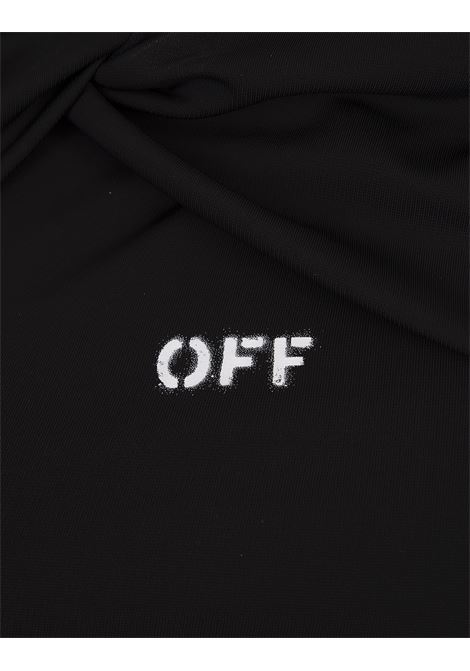 OFF-WHITE Mini Abito Asimmetrico Nero Con Logo - OFF-WHITE