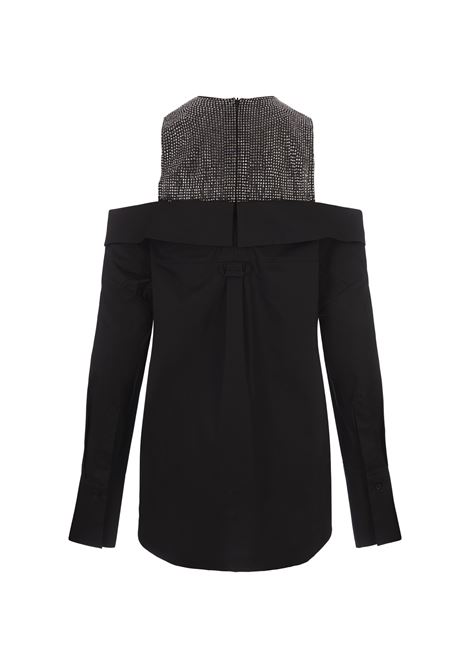 GIUSEPPE DI MORABITO Mini Abito Canotta Di Strass E Camicia Oversize In Nero - GIUSEPPE DI MORABITO