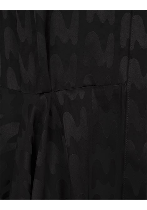 MSGM Mini Abito In Satin Nero Con Motivo "TheMwave" - MSGM