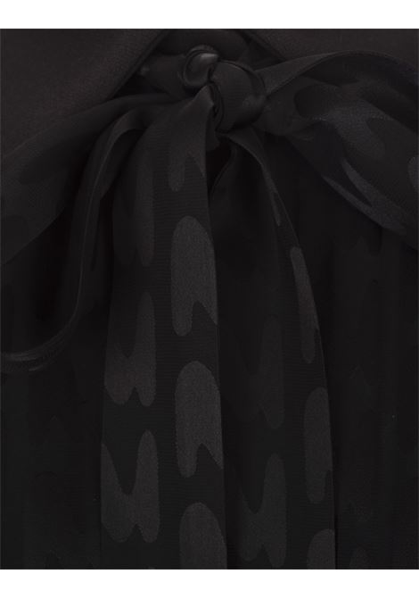 MSGM Mini Abito In Satin Nero Con Motivo "TheMwave" - MSGM