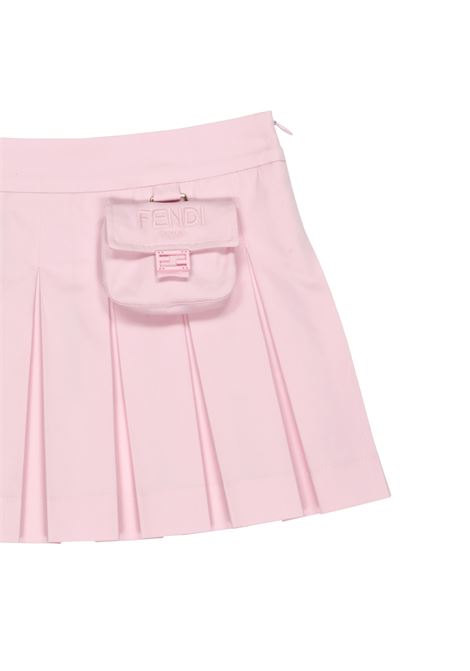 FENDI KIDS Minigonna A Pieghe Rosa Con Logo - FENDI KIDS
