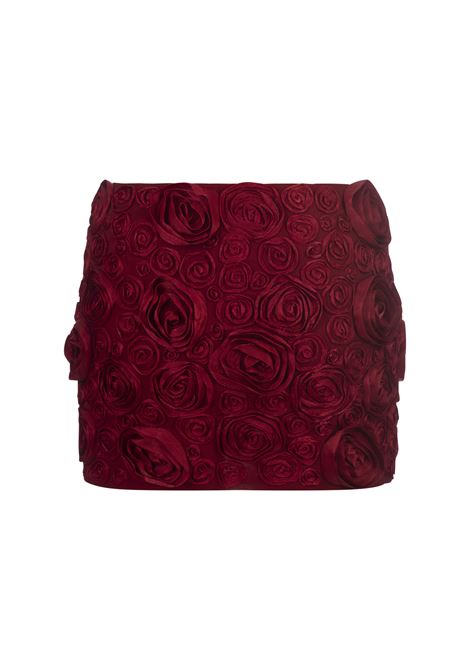 BLUMARINE Minigonna Rossa Con Ricamo Di Rose 3D - BLUMARINE