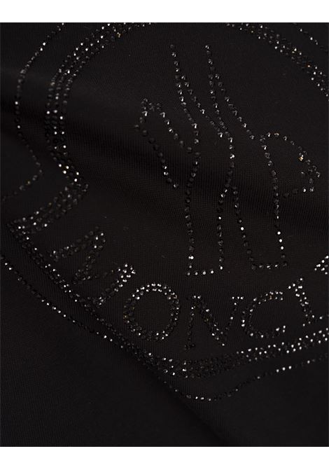 MONCLER T-Shirt Nera Con Logo Di Cristalli - MONCLER