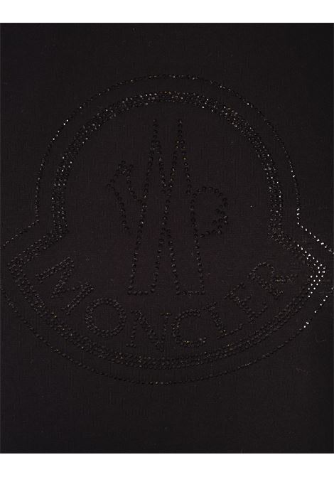 MONCLER T-Shirt Nera Con Logo Di Cristalli - MONCLER