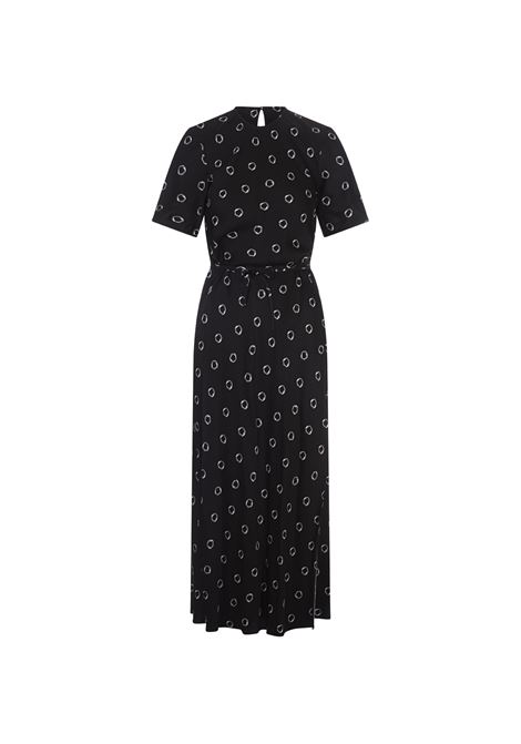 MSGM Abito Midi In Viscosa Nera Stampata - MSGM