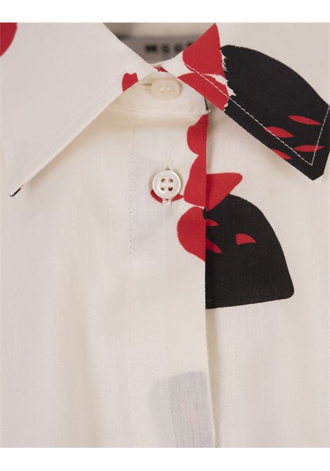 MSGM Camicia Crop Bianca Con Stampa Fragole - MSGM