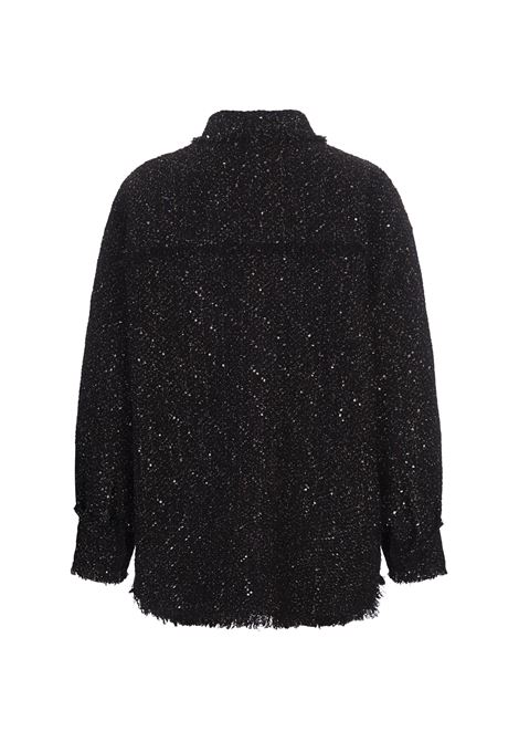 MSGM Camicia In Tweed Lurex Nero - MSGM