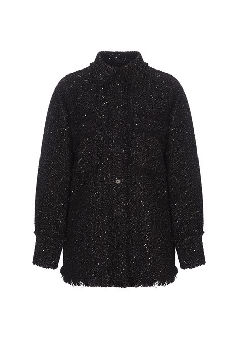 MSGM Camicia In Tweed Lurex Nero - MSGM