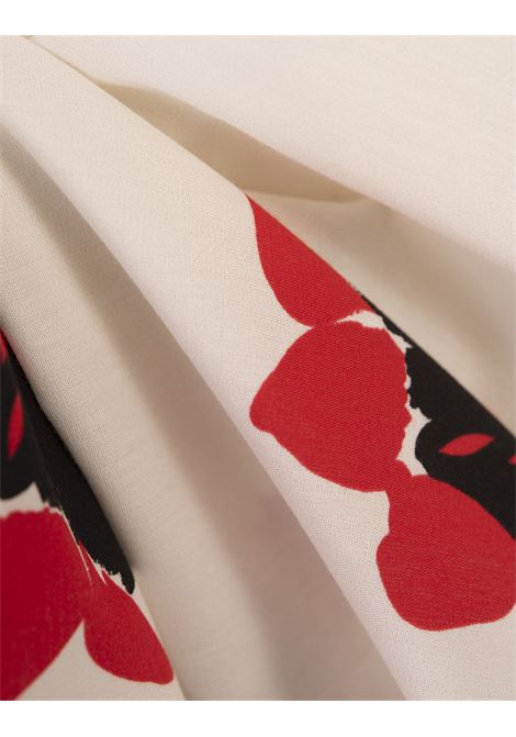 MSGM Gonna Midi Bianca Con Stampa Fragole - MSGM