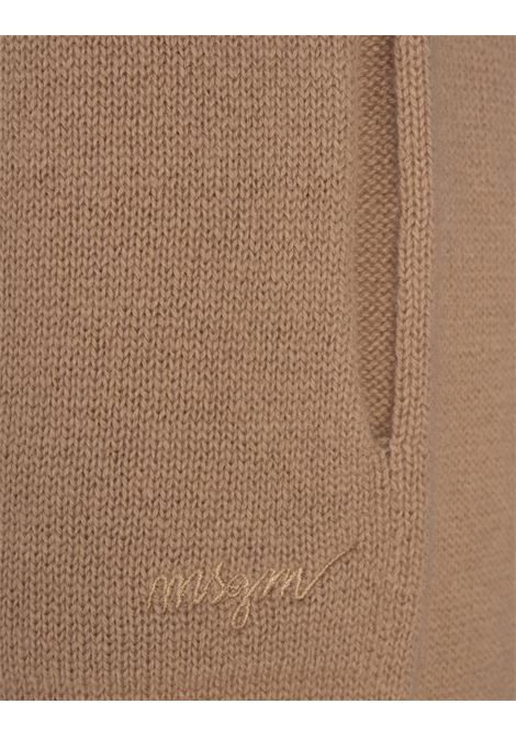 MSGM Pantaloni Ampi In Maglia Beige - MSGM