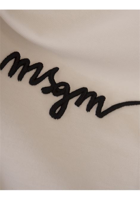 MSGM T-Shirt Ecrù Con Firma MSGM Bianca - MSGM