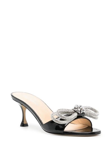 MACH & MACH Mules 65 Double Bow In Pelle Verniciata Nera - MACH & MACH