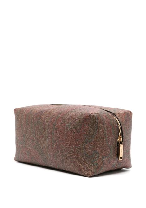 ETRO Necessaire Grande Con Motivo Paisley Jacquard Marrone - ETRO
