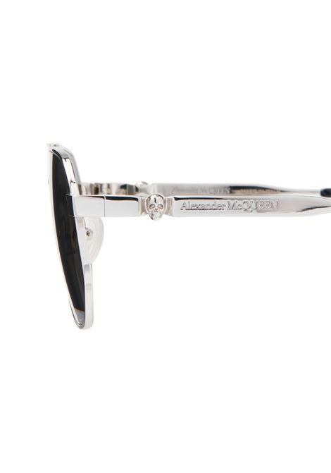 ALEXANDER MCQUEEN Occhiali Da Sole Caravan Floating Skull In Metallo In Argento - ALEXANDER MCQUEEN