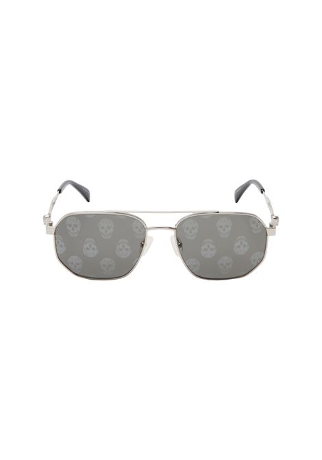 ALEXANDER MCQUEEN Occhiali Da Sole Caravan Floating Skull In Metallo in Argento - ALEXANDER MCQUEEN