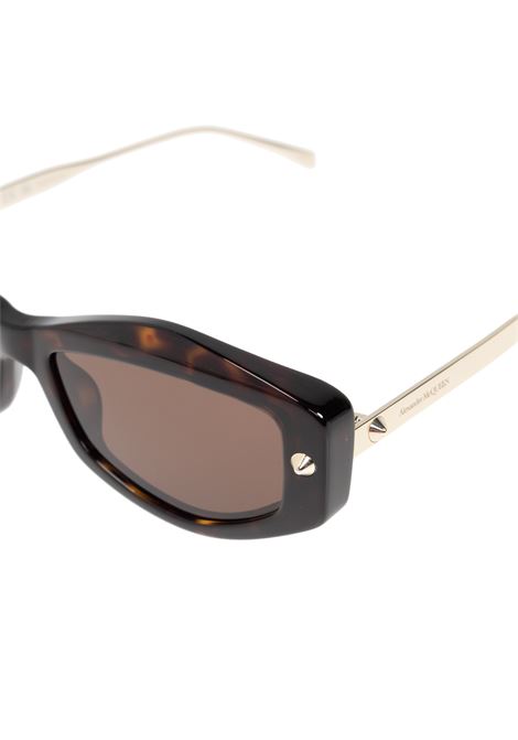 ALEXANDER MCQUEEN Occhiali Da Sole Geometrici Spike Studs In Havana/Fumé - ALEXANDER MCQUEEN