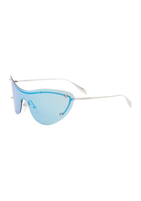 ALEXANDER MCQUEEN Occhiali Da Sole Spike Studs Cat-Eye Mask In Blu/Argento - ALEXANDER MCQUEEN