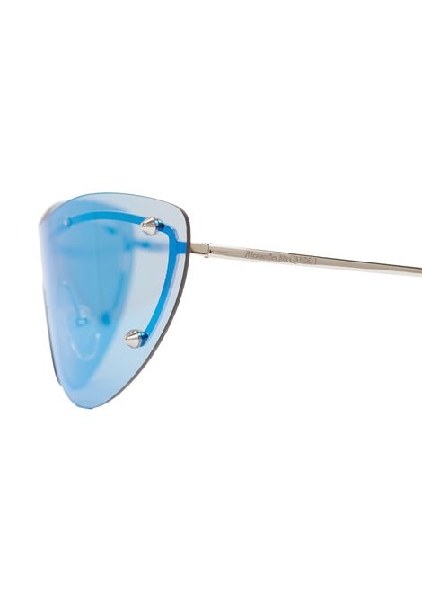 ALEXANDER MCQUEEN Occhiali Da Sole Spike Studs Cat-Eye Mask In Blu/Argento - ALEXANDER MCQUEEN