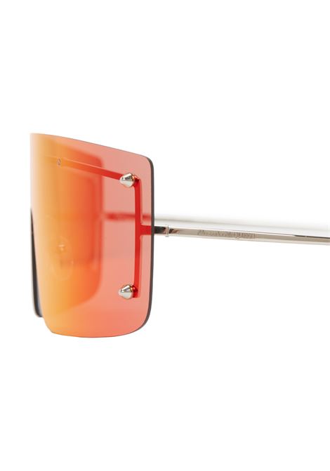 ALEXANDER MCQUEEN Occhiali Da Sole Spike Studs Mask In Rosso E Argento - ALEXANDER MCQUEEN