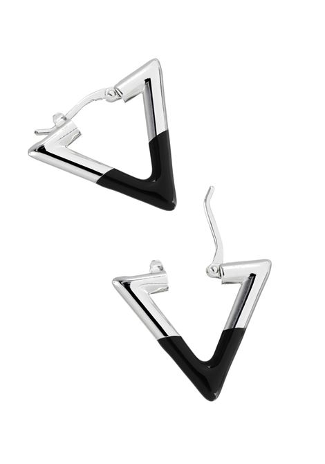 LAG WORLD Orecchino Lil Triangle Enameled In Black/Silver - LAG WORLD