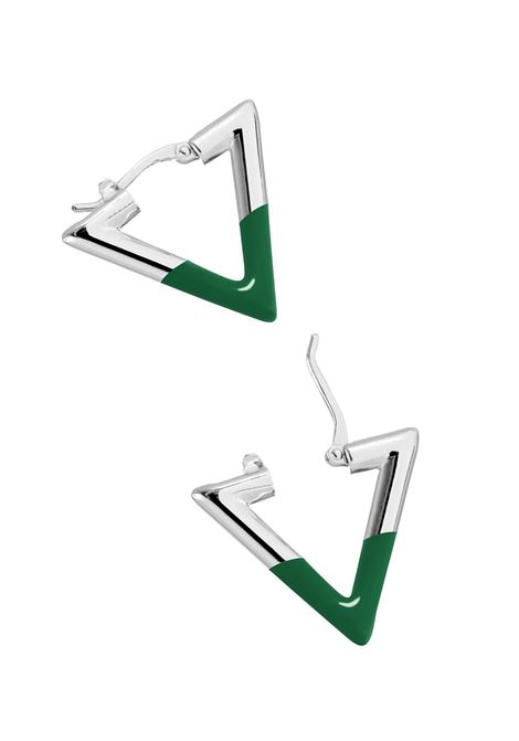 LAG WORLD Orecchino Lil Triangle Enameled In Green/Silver - LAG WORLD
