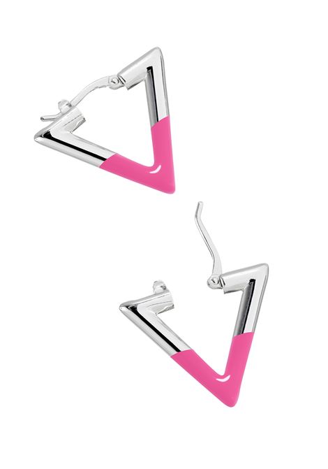 LAG WORLD Orecchino Lil Triangle Enameled In Pink/Silver - LAG WORLD