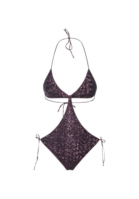 OSEREE Costume Intero Paillettes Viola - OSEREE