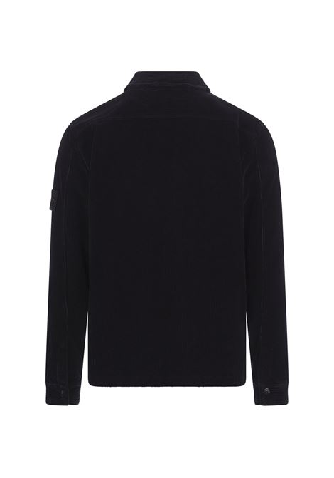 STONE ISLAND Overshirt In Velluto A Coste Blu Navy - STONE ISLAND