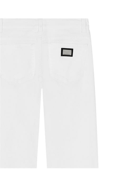 DOLCE & GABBANA KIDS Pantalone 5 Tasche In Denim Bianco Con Strappi - DOLCE & GABBANA KIDS