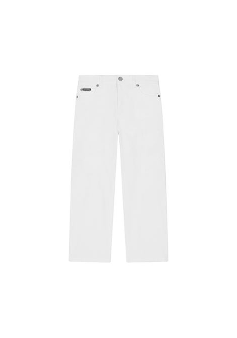 DOLCE & GABBANA KIDS Pantalone 5 Tasche In Denim Bianco Con Strappi - DOLCE & GABBANA KIDS