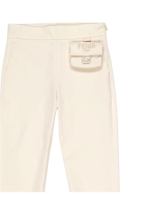 FENDI KIDS Pantaloni Affusolati Beige Con Logo Dietro - FENDI KIDS