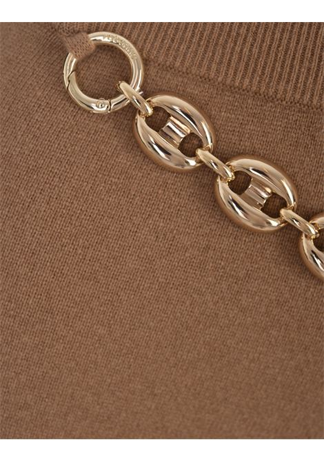 RABANNE Pantaloni Ampi In Lana E Cashmere Cammello Con Catena - RABANNE