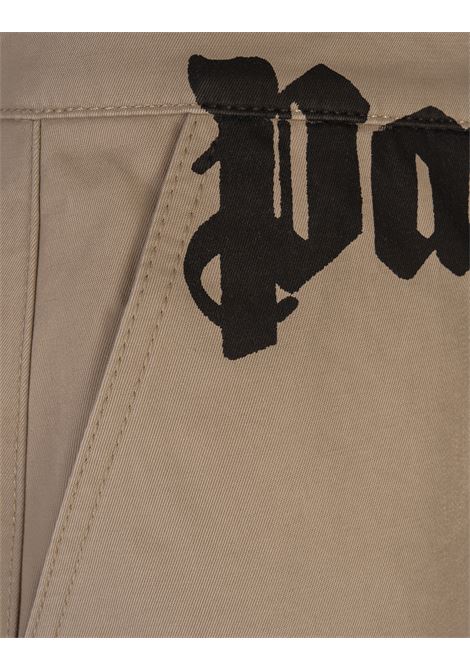 PALM ANGELS Pantaloni Chino Beige Con Logo - PALM ANGELS