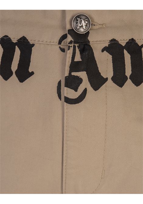 PALM ANGELS Pantaloni Chino Beige Con Logo - PALM ANGELS