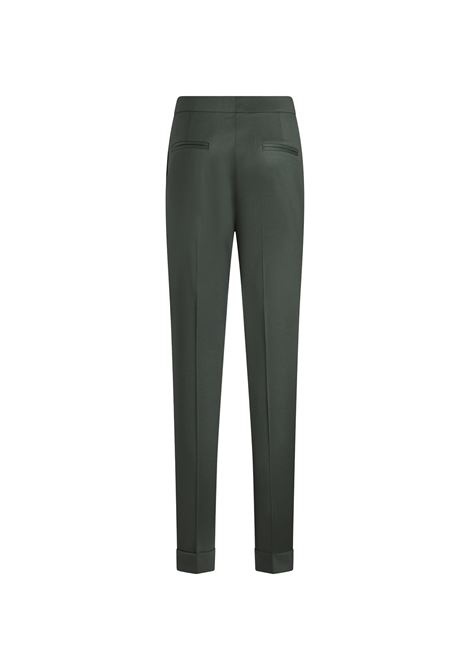 ETRO Pantaloni Cropped In Lana Stretch Verde Scuro - ETRO