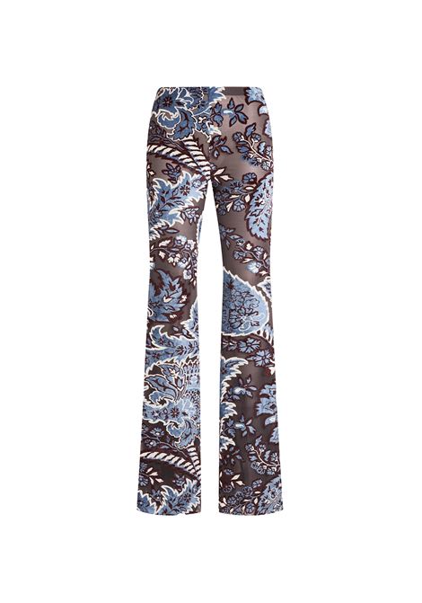 ETRO Pantaloni In Tulle Jacquard Di Velluto Azzurro - ETRO