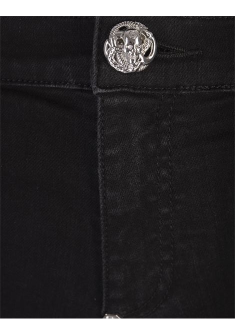 PHILIPP PLEIN Pantaloni Jegging Hexagon A Vita Alta In Denim Nero - PHILIPP PLEIN