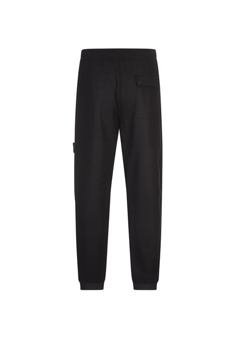 STONE ISLAND Pantaloni Jogging Neri In Misto Lana - STONE ISLAND
