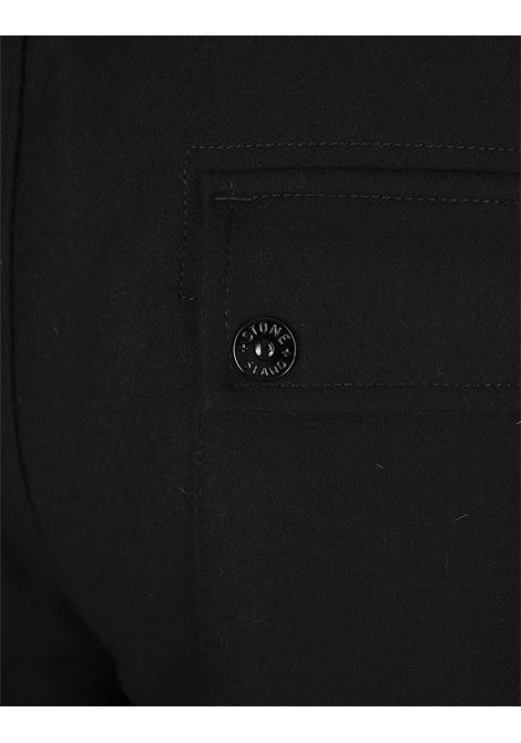 STONE ISLAND Pantaloni Jogging Neri In Misto Lana - STONE ISLAND